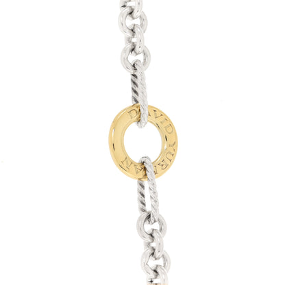 David Yurman Sterling Silver 18K Yellow Gold Figaro Two Tone Link Necklace 6 of 6