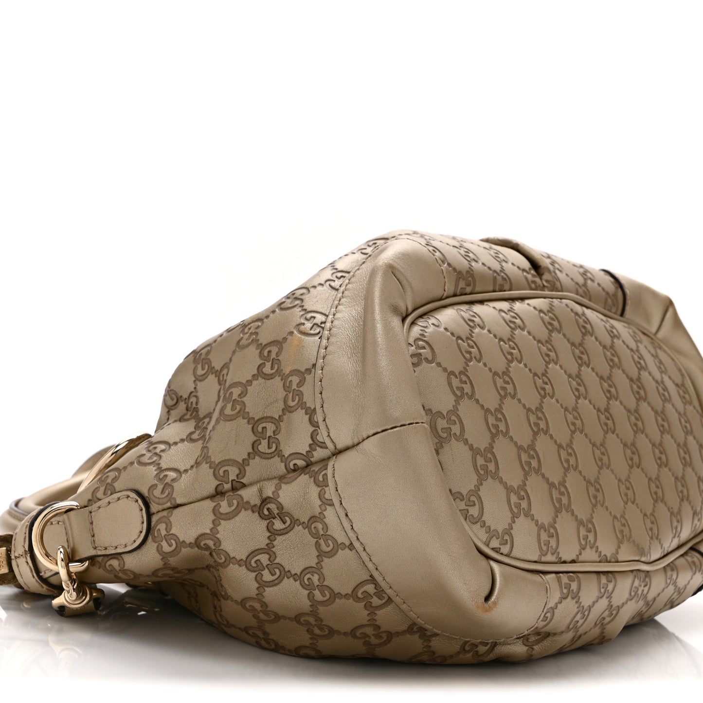 Metallic Soft Guccissima Medium Sukey Top Handle Bag Champagne