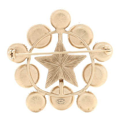 Chanel Pearl Crystal CC Star Brooch Gold 3 of 4
