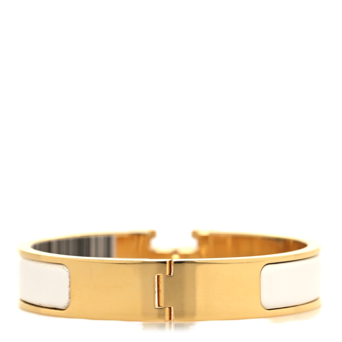 Enamel Narrow Clic Clac H Bracelet PM White