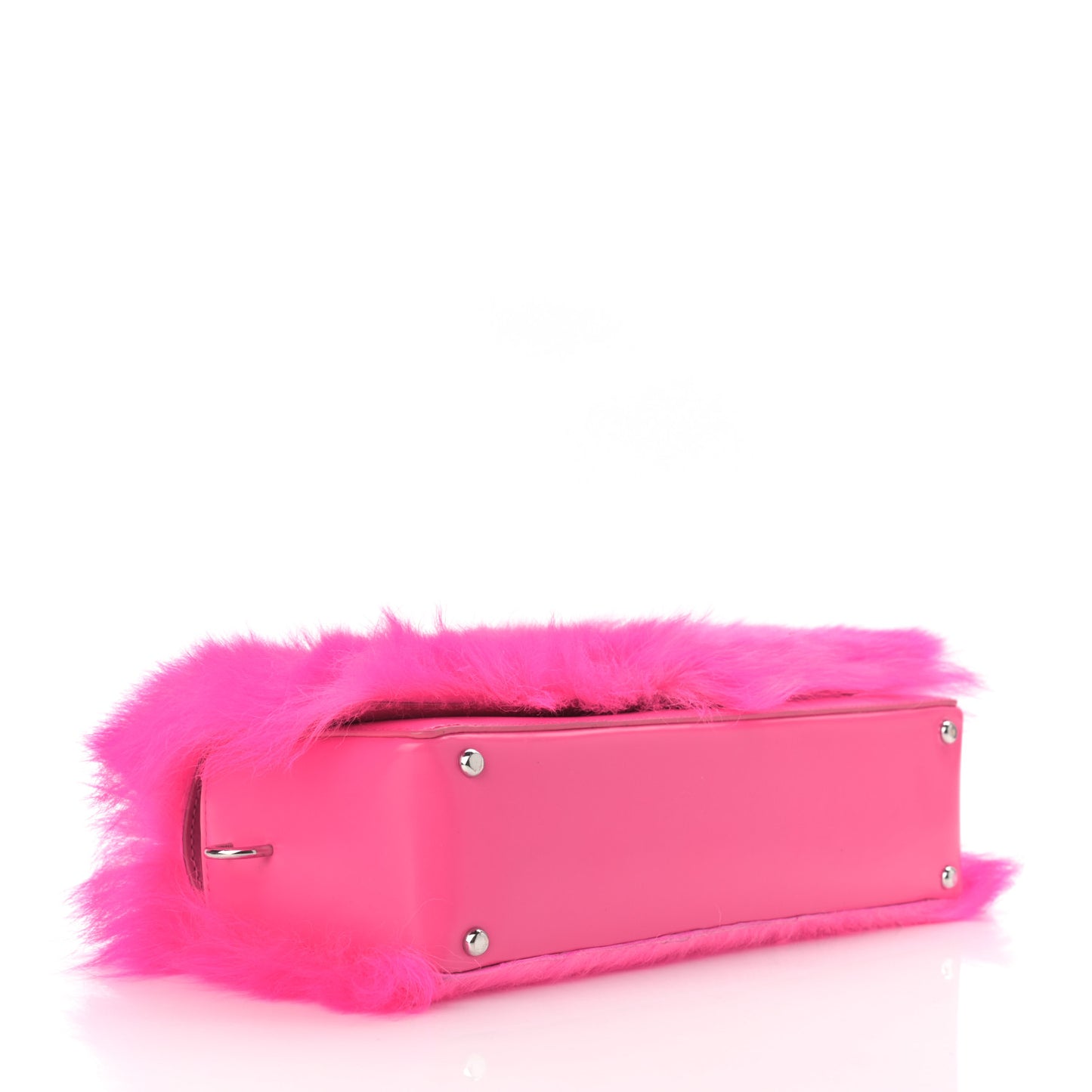 Shearling Calfskin Ray Baguette Crossbody Neon Pink