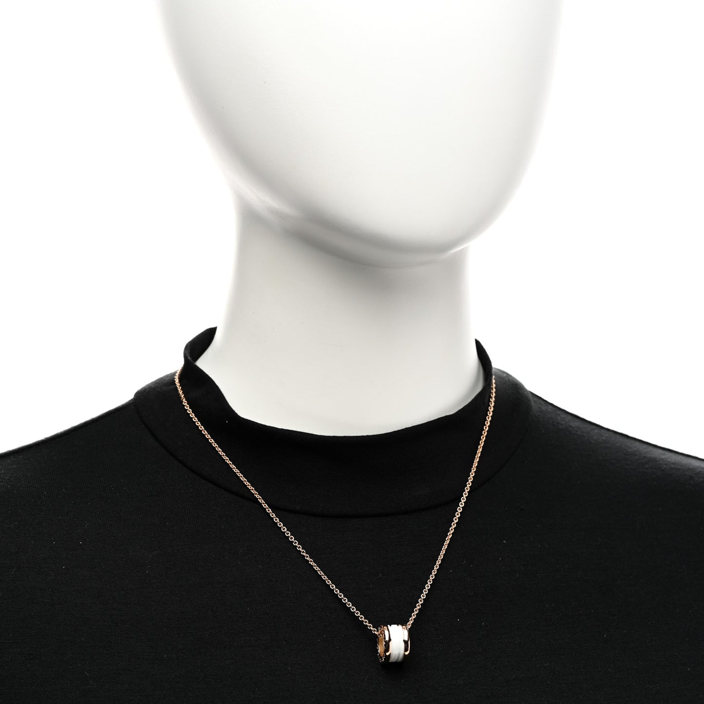 18K Rose Gold White Ceramic B.Zero1 Pendant Necklace