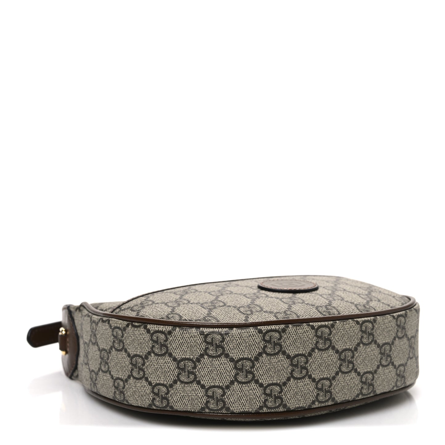 GG Supreme Monogram Azalea Calfskin Mini Retro Interlocking G Half Moon Bag Beige Ebony Brown Sugar