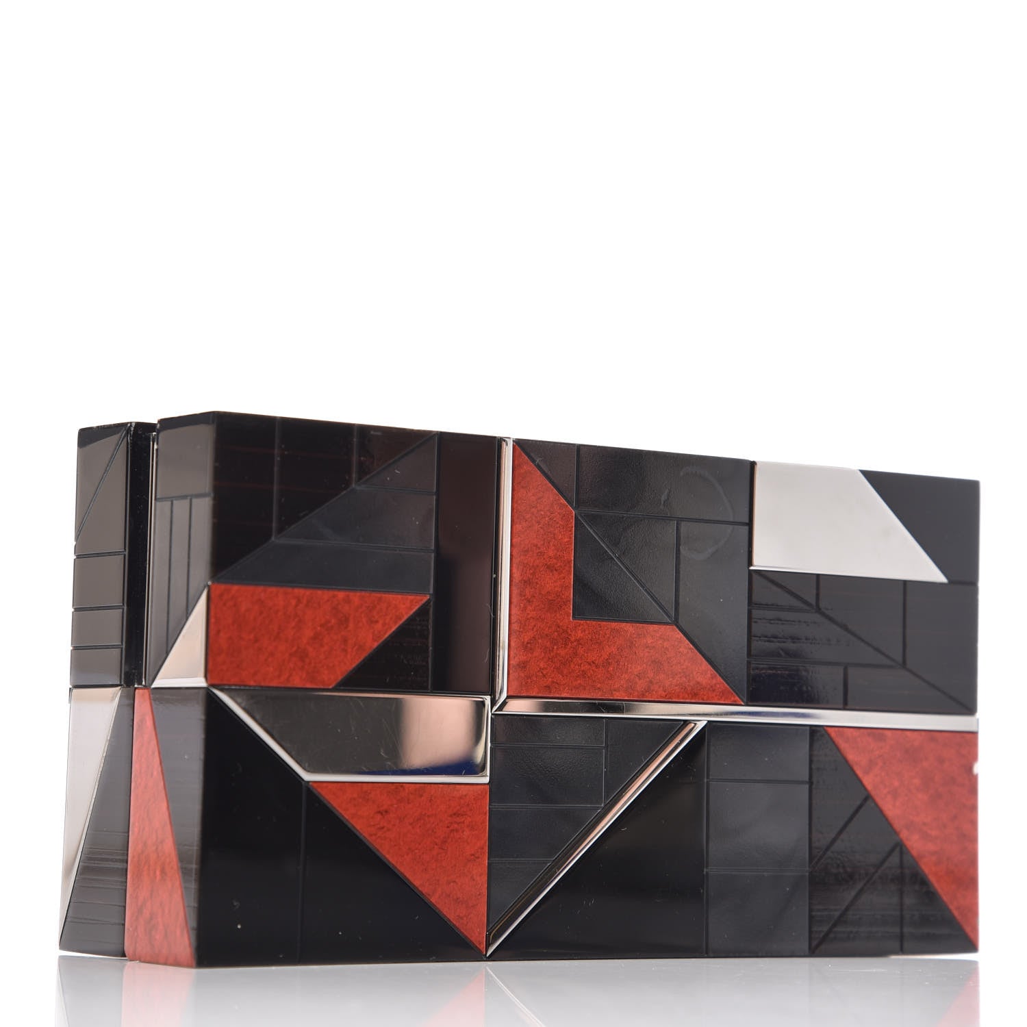 Burberry Rigid Perspex Mosaic Box Clutch Grey Red 3 of 10