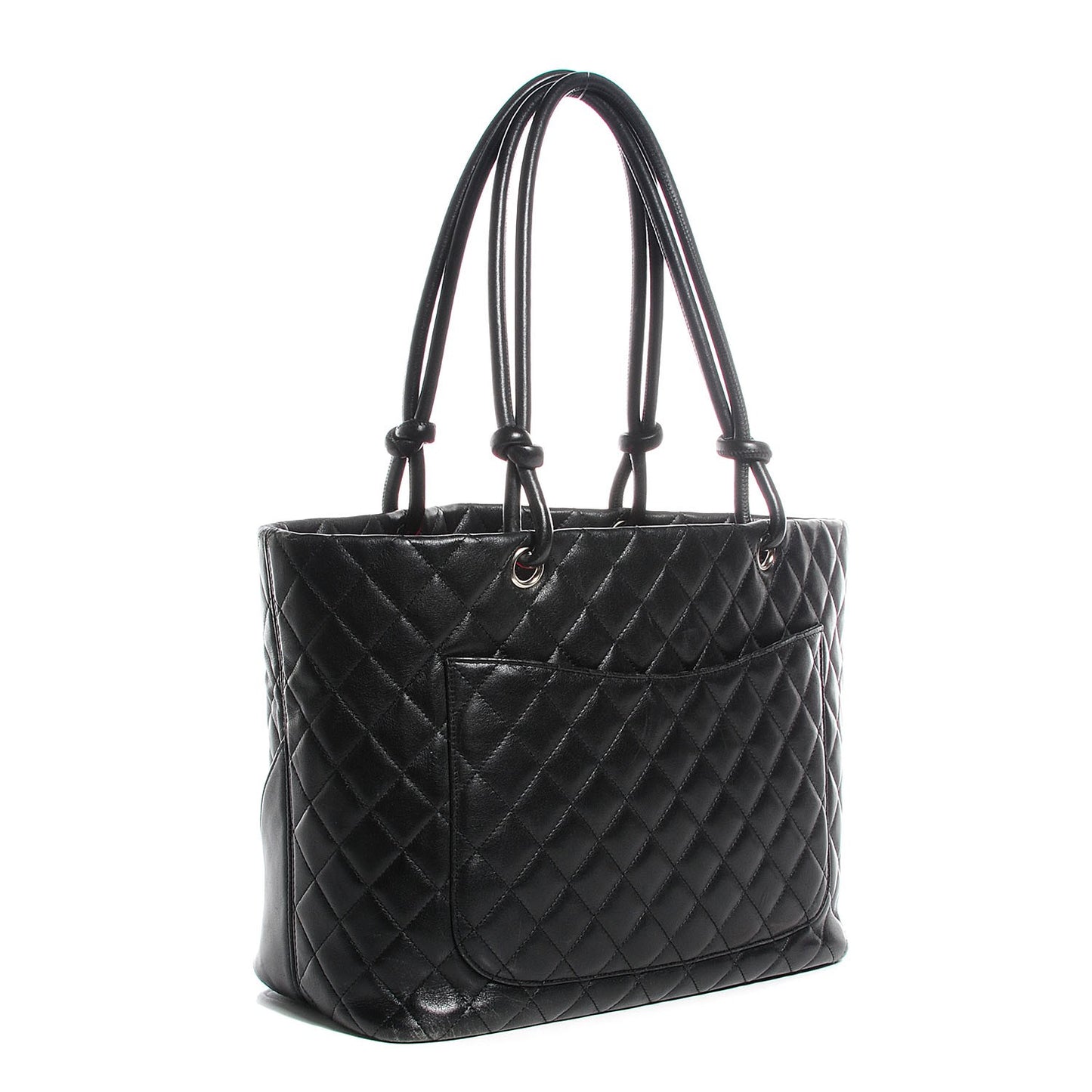 Calfskin Quilted Large Cambon Tote Black White