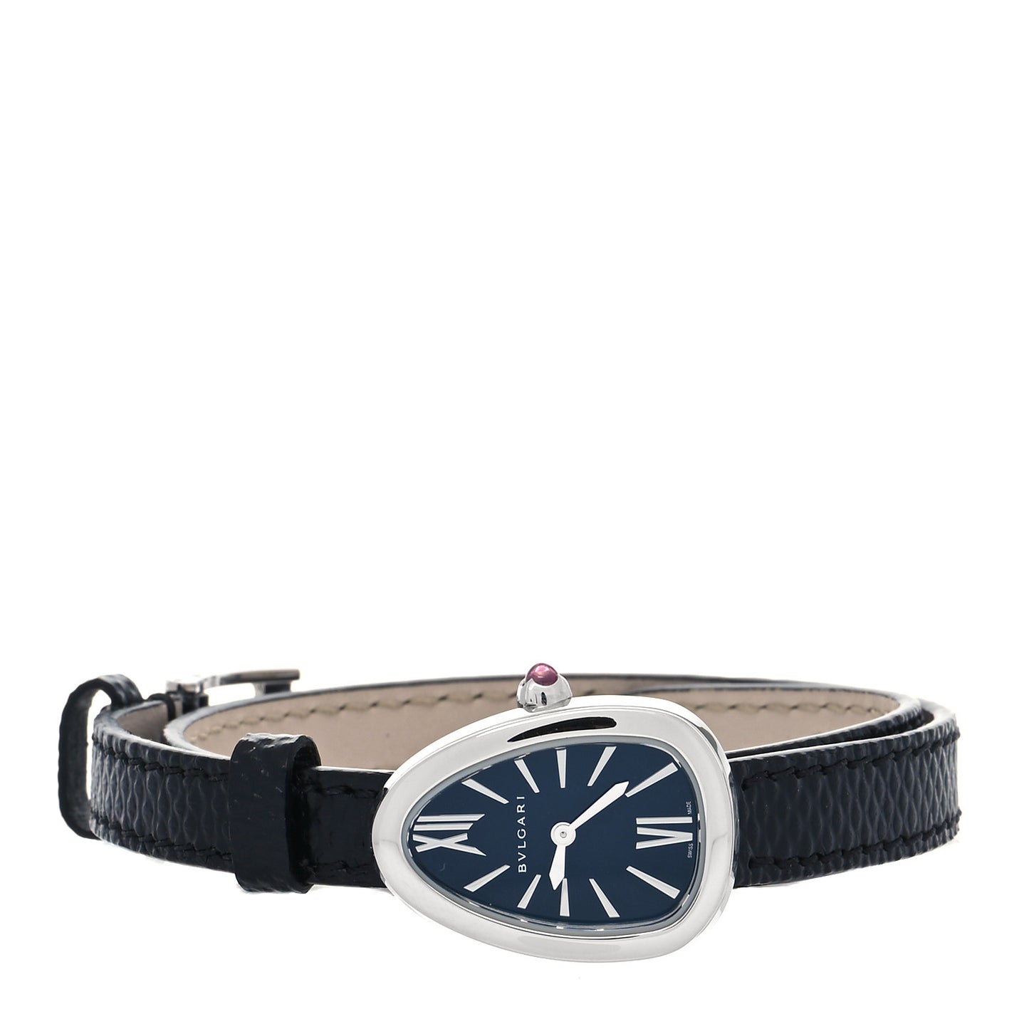 Stainless Steel Lizard 20mm Serpenti Double Wrap Quartz Watch Black