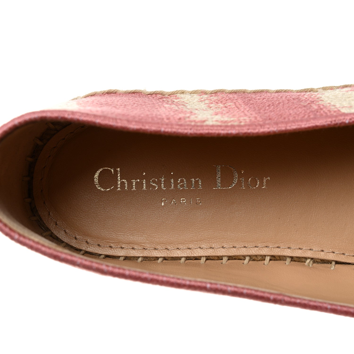 Christian Dior Cotton D-Stripes Embroidered Granville 15mm Espadrilles 39.5 Deep Nude 7 of 8