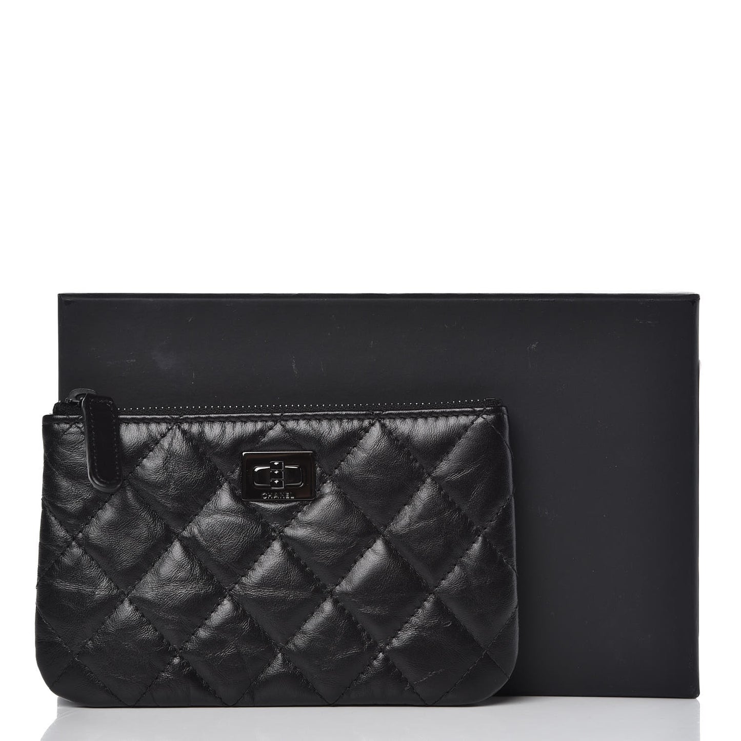 Aged Calfskin Quilted Small Reissue Cosmetic Case So Black