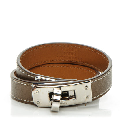 Hermes Tadelakt Kelly Double Tour Bracelet XS Etoupe 1 of 9
