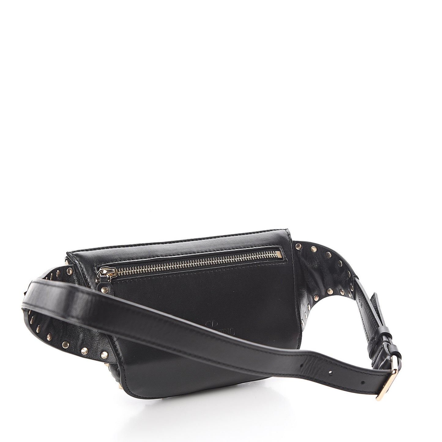 Lambskin Rockstud Spike Belt Bag 85 Black