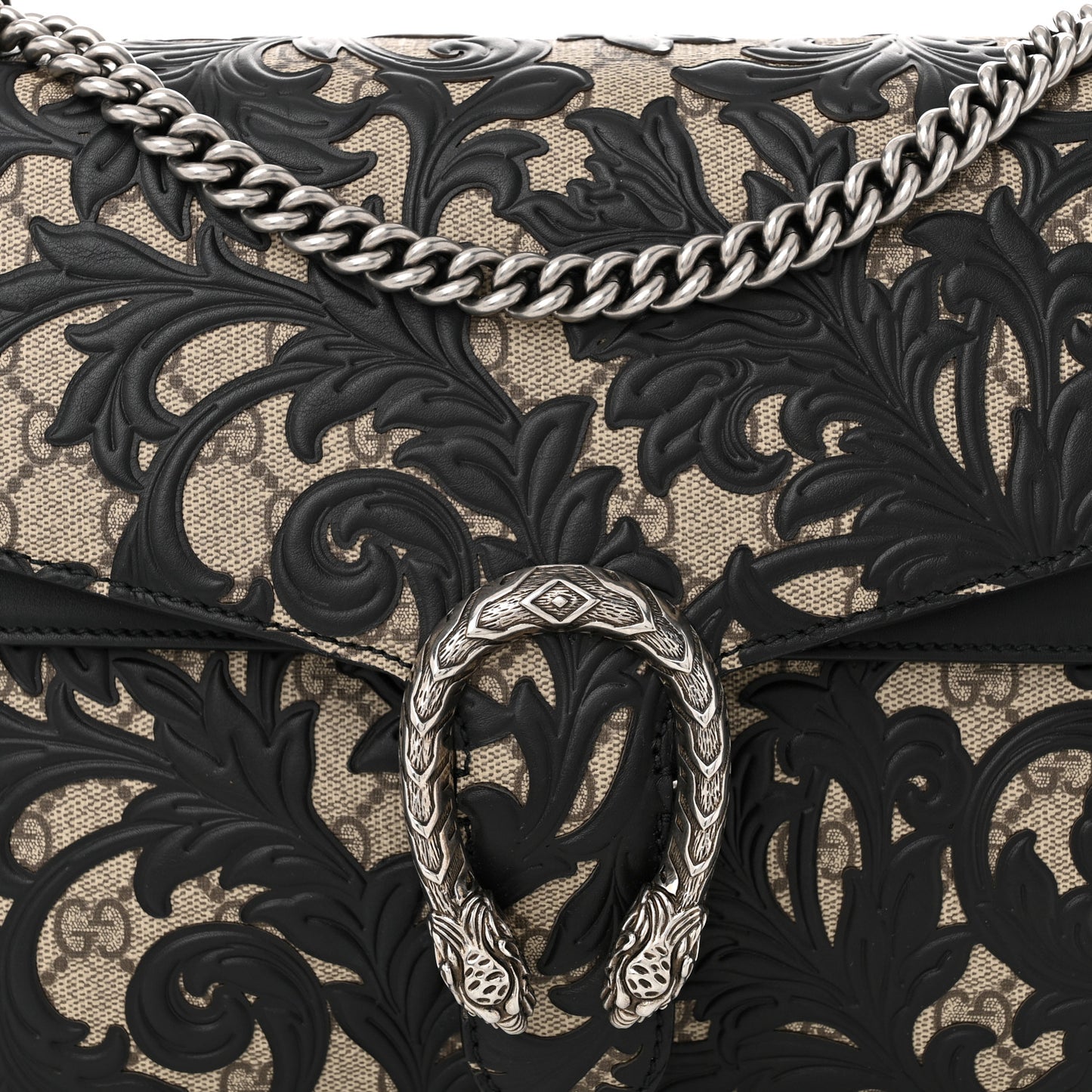 GG Supreme Monogram Arabesque Medium Dionysus Shoulder Bag Black