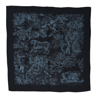 Christian Dior Silk Toile De Jouy Square Scarf Blue 1 of 5