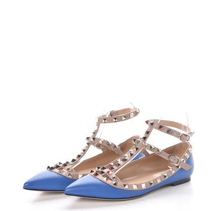 Valentino Garavani Nappa Rockstud Cage Ballerina Flats 36.5 Light Sapphire Poudre 3 of 11