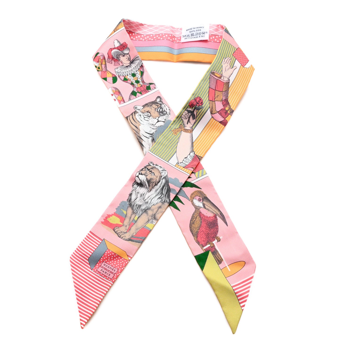 Hermes Silk Twilly Grand Theatre Nouveau Rose Jaune Multicolor 1 of 3