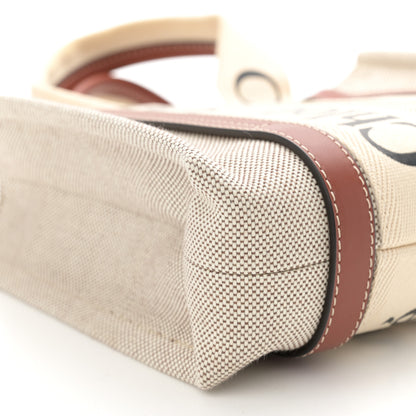 Chloe Cotton Calfskin Small Woody Ribbon Tote White Brown 8 of 10