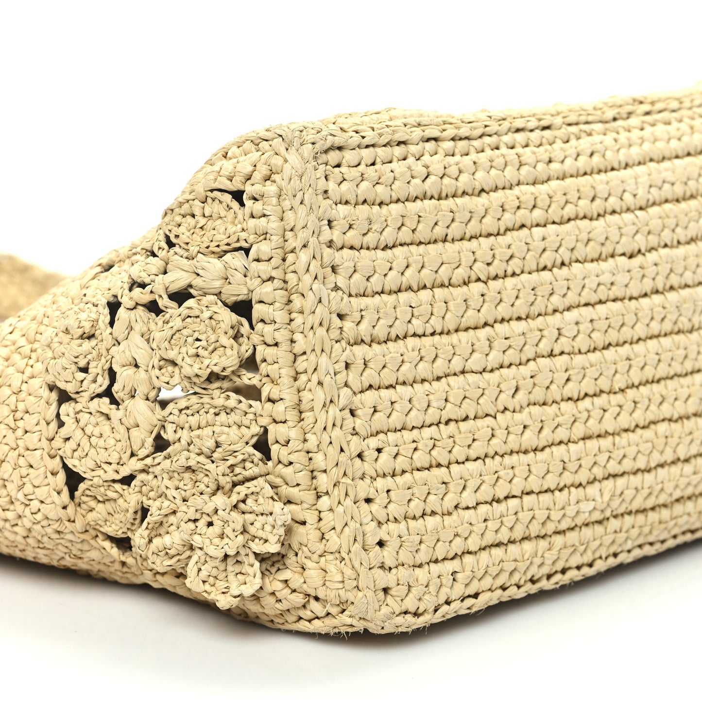 Woven Raffia Floral Embellished Small Book Tote Natural