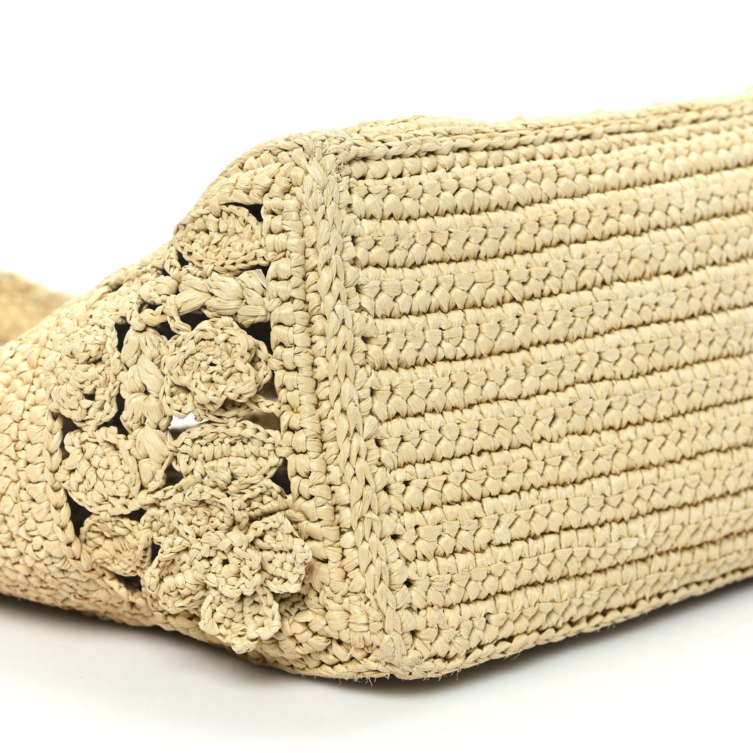 Christian Dior Woven Raffia Floral Embellished Small Book Tote Natural 11 of 14
