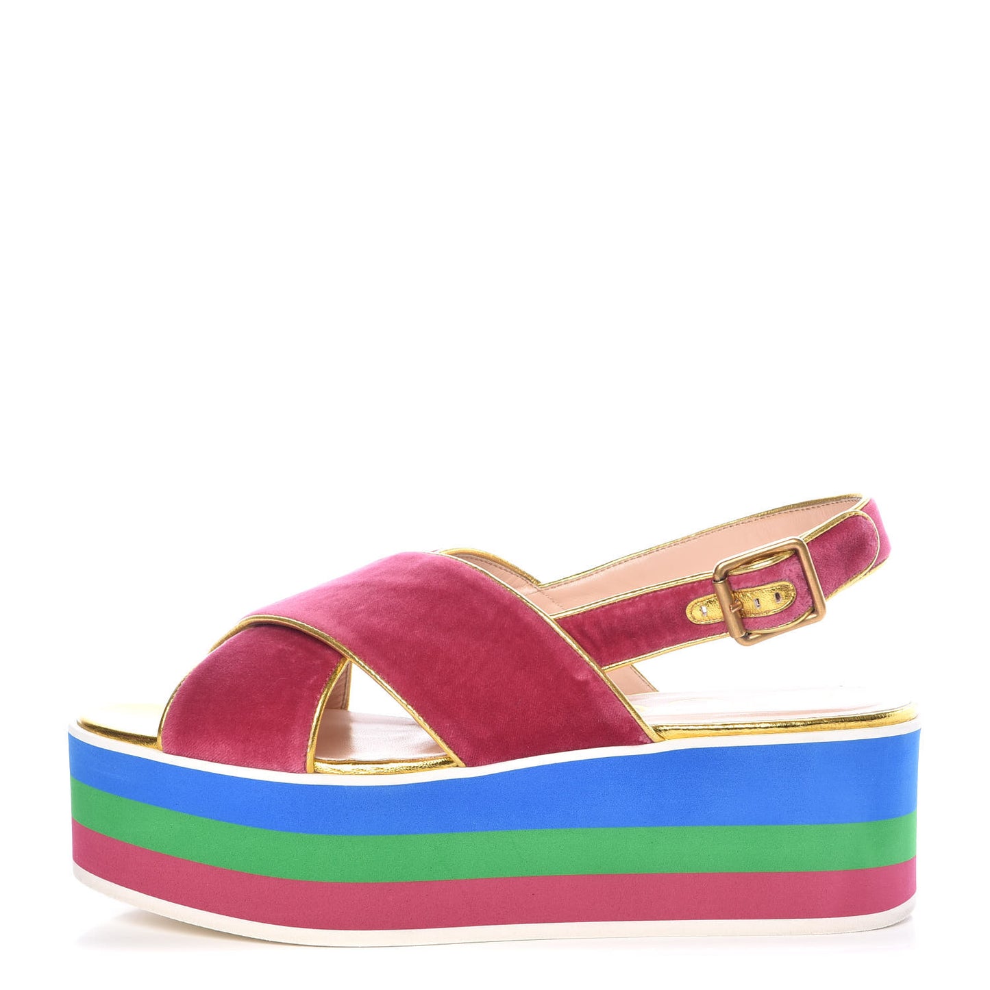 Velvet Crossover Platform Sandals 39 Light Raspberry Rose Oro