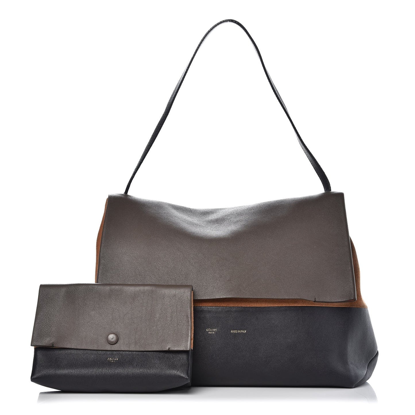 Calfskin Suede All Soft Shoulder Bag Taupe