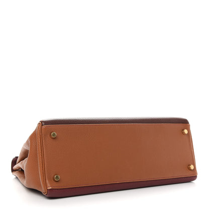Hermes Togo Tri-Color Kelly Retourne 32 Rouge H Cannelle Havane 4 of 13