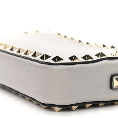Valentino Garavani Pebbled Calfskin Rockstud Double Zip Camera Crossbody Bag Grey 10 of 11