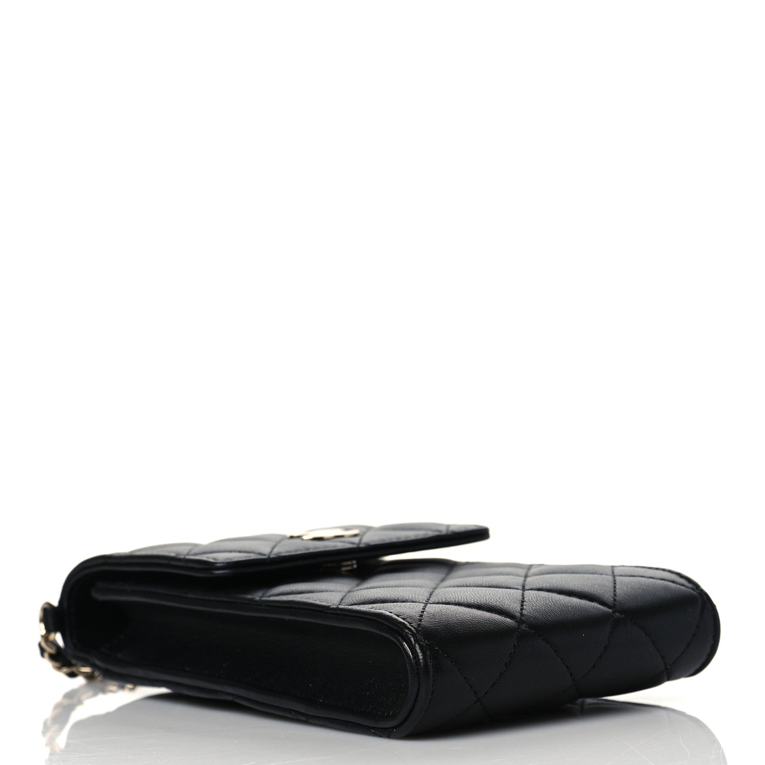 Chanel Lambskin Quilted Pearl Phone Holder With Chain Black 4 of 11