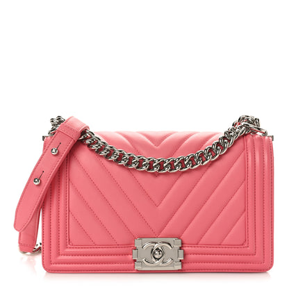 Chanel Calfskin Chevron Quilted Medium Boy Flap Pink 1 of 9