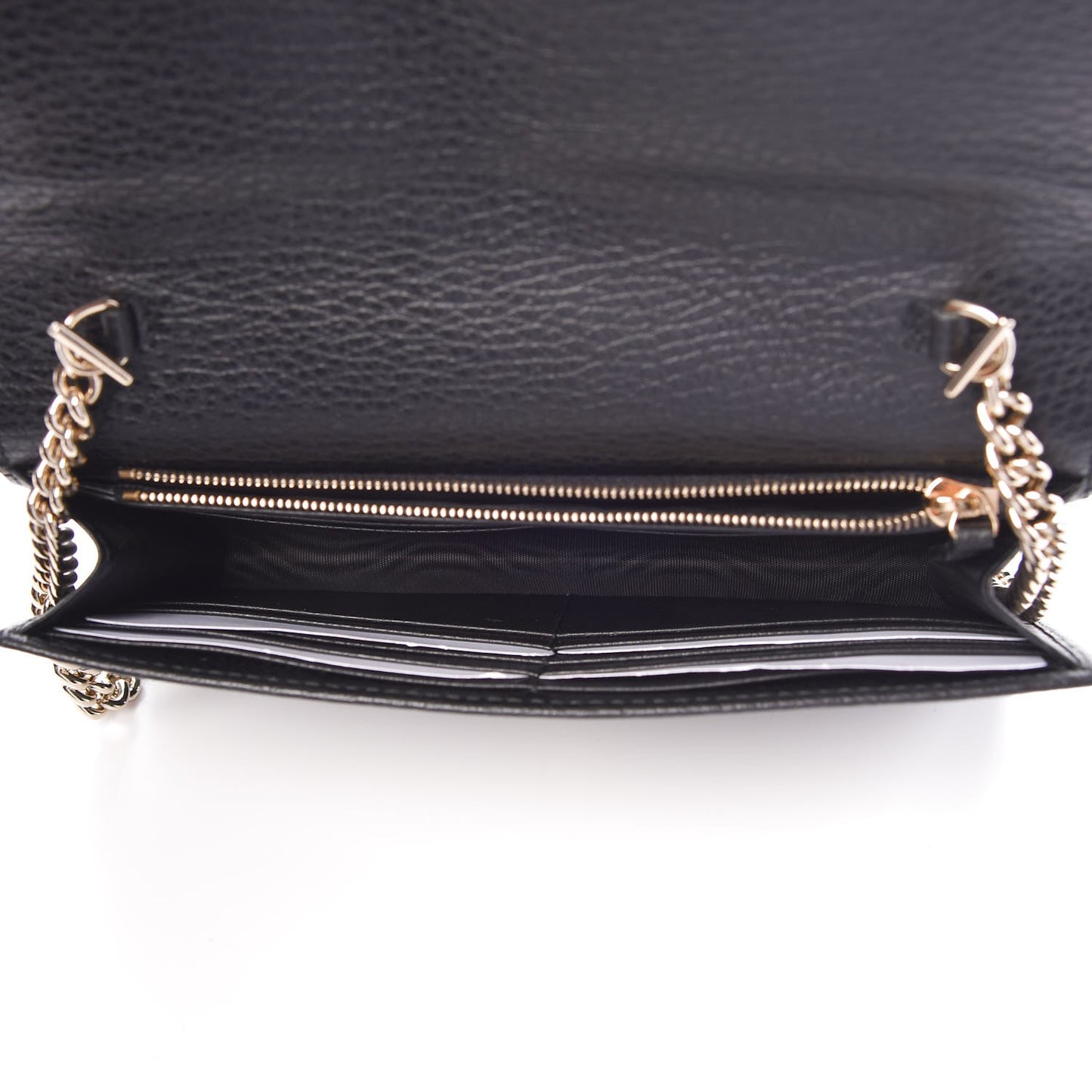 Dollar Calfskin Interlocking G Chain Wallet Black