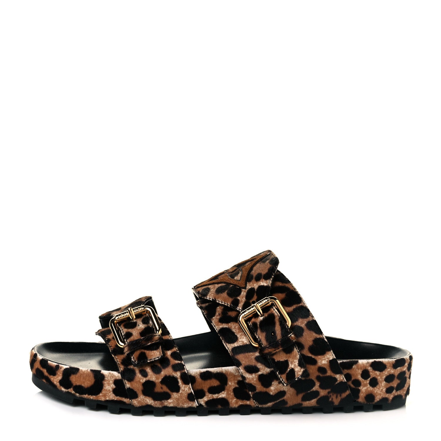 Louis Vuitton Calfskin Pony Hair Leopard Bom Dia Mule Sandals 38 Cognac Brown 1 of 9