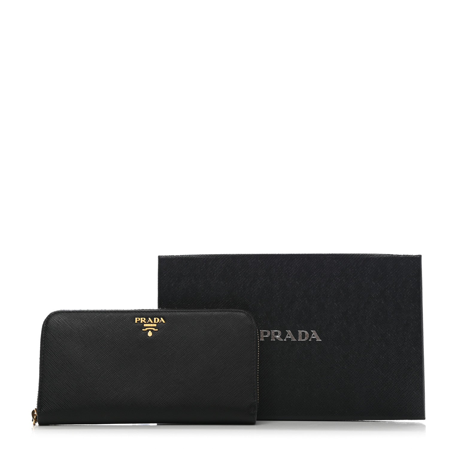 Prada Saffiano Metal Zip Around Wallet Black 13 of 13
