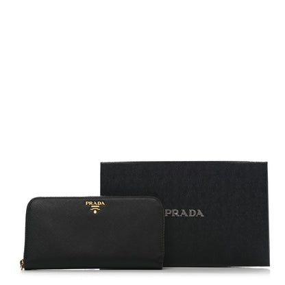 Prada Saffiano Metal Zip Around Wallet Black 13 of 13