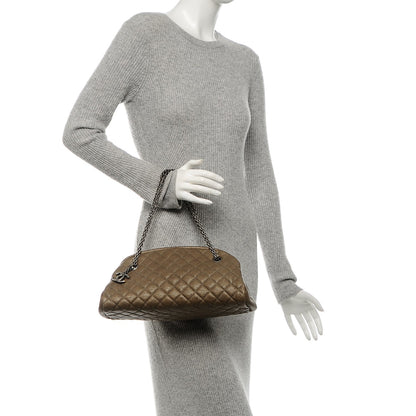 Chanel Metallic Calfskin Quilted Medium Just Mademoiselle Dark Beige 2 of 7