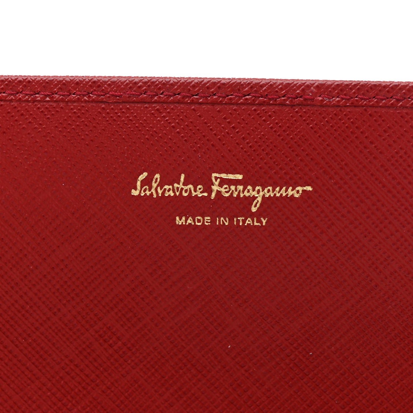 Printed Calfskin Gancini Wallet On Chain Red