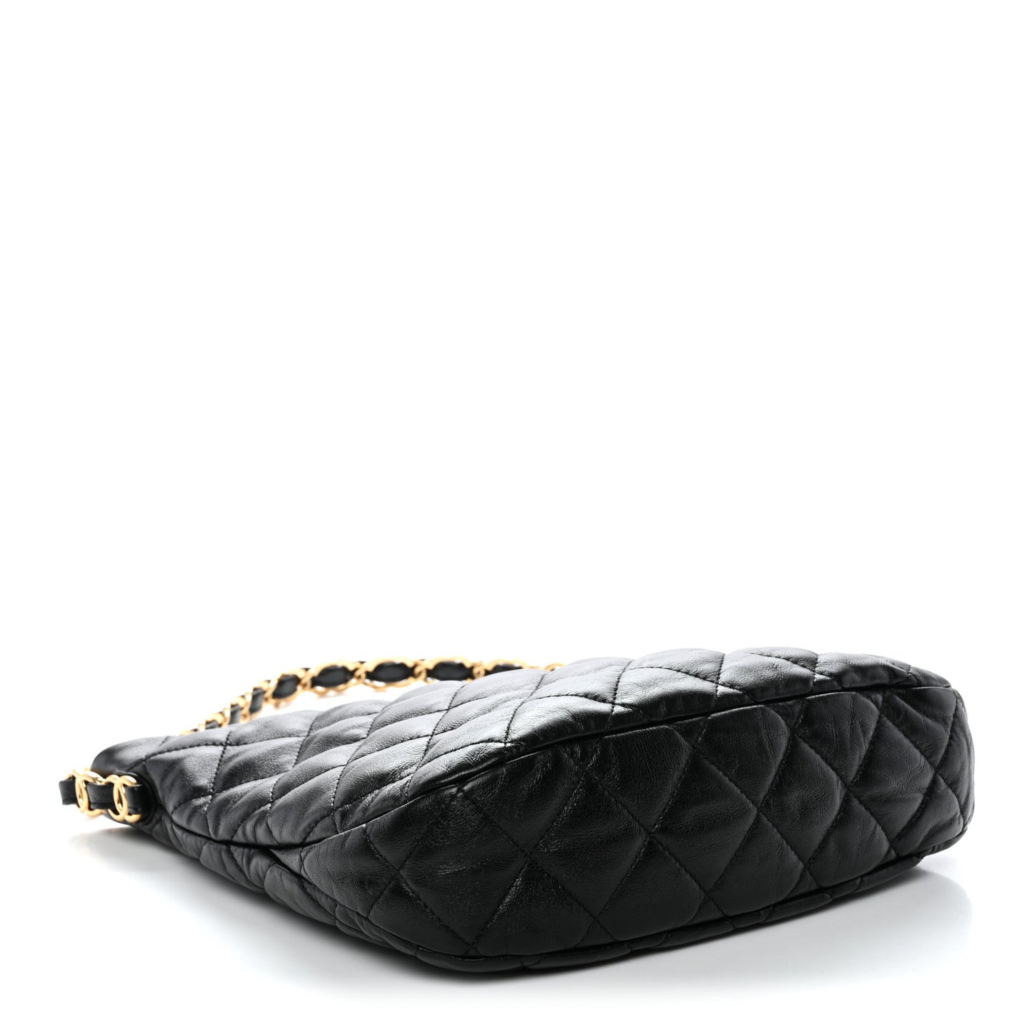 Lambskin Quilted Large CC Links Hobo Black
