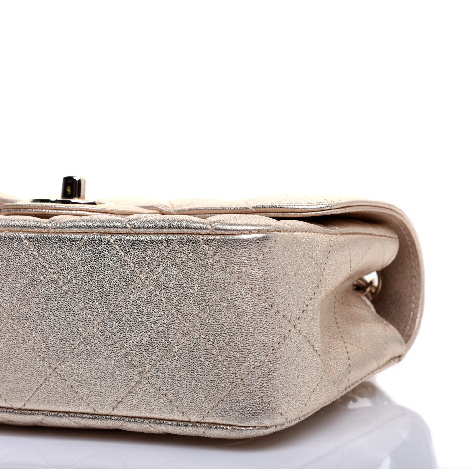 Chanel Metallic Lambskin Quilted Mini Rectangular Flap Gold 7 of 11
