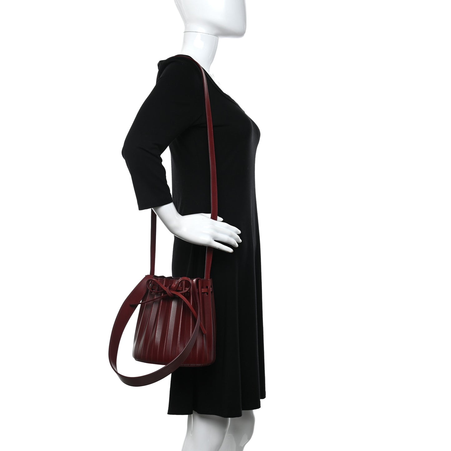 Vegetable Tanned Calfskin Pleated Mini Bucket Bag Borbo