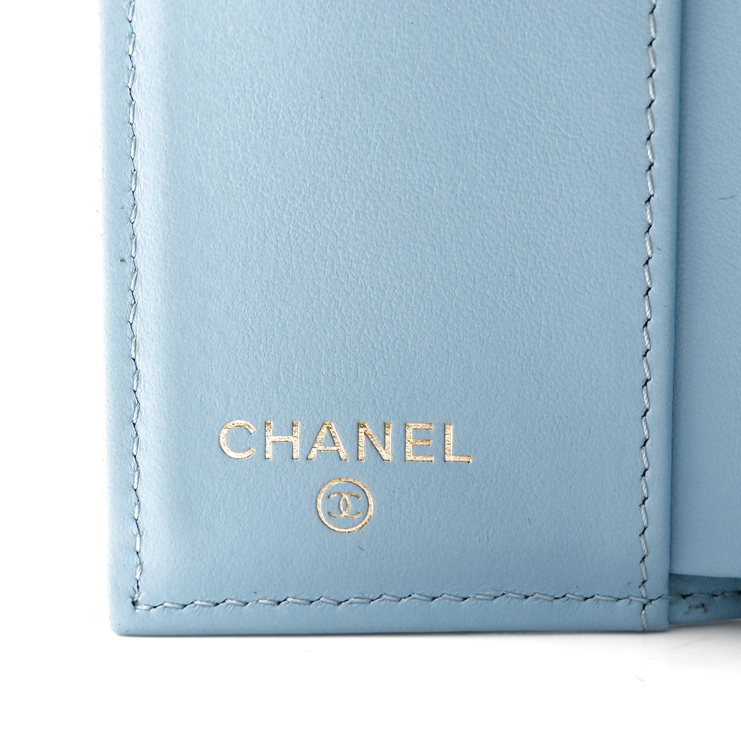 Caviar Quilted Double Flap Wallet Light Blue