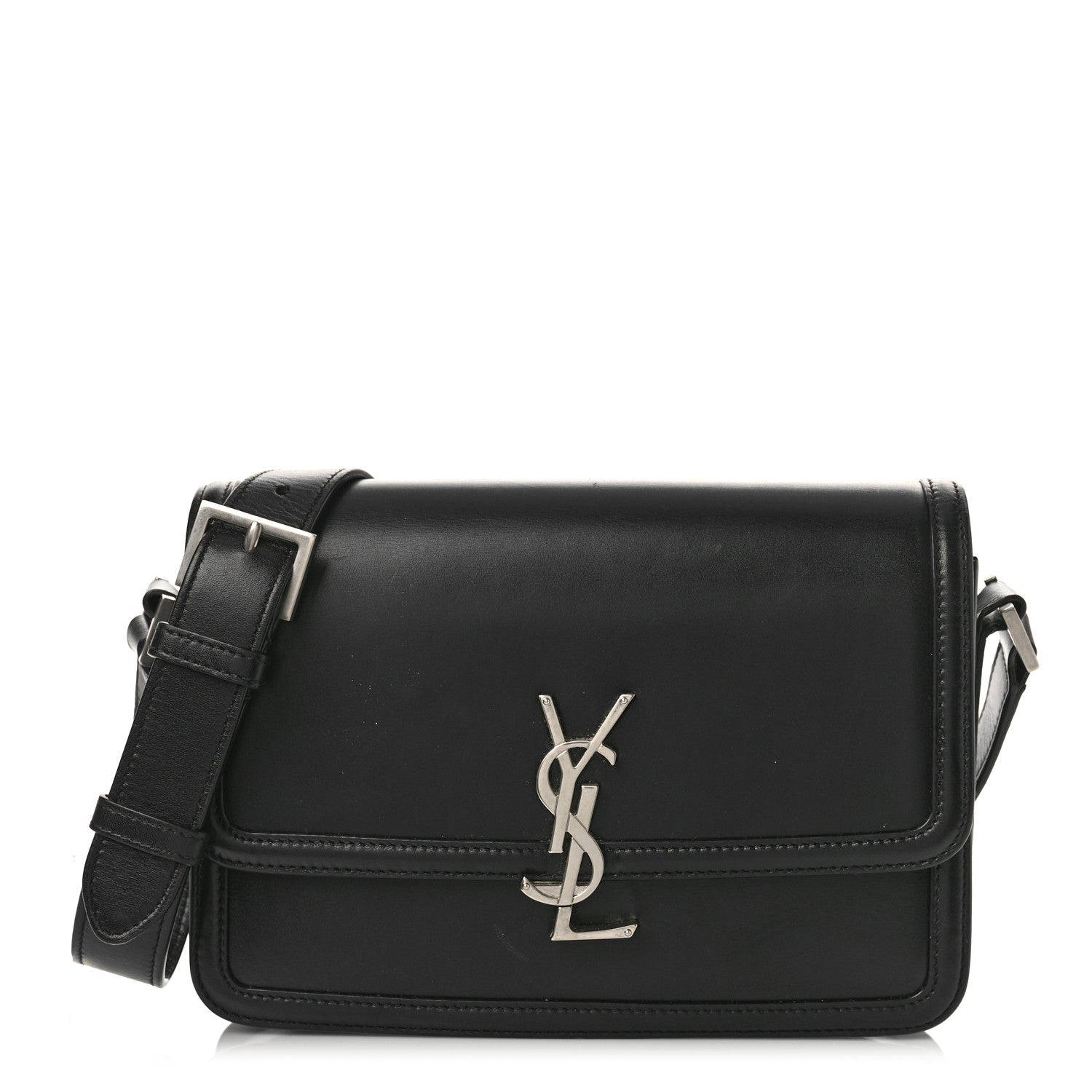 Saint Laurent Box Calfskin Monogram Medium Solferino Satchel Black 1 of 10