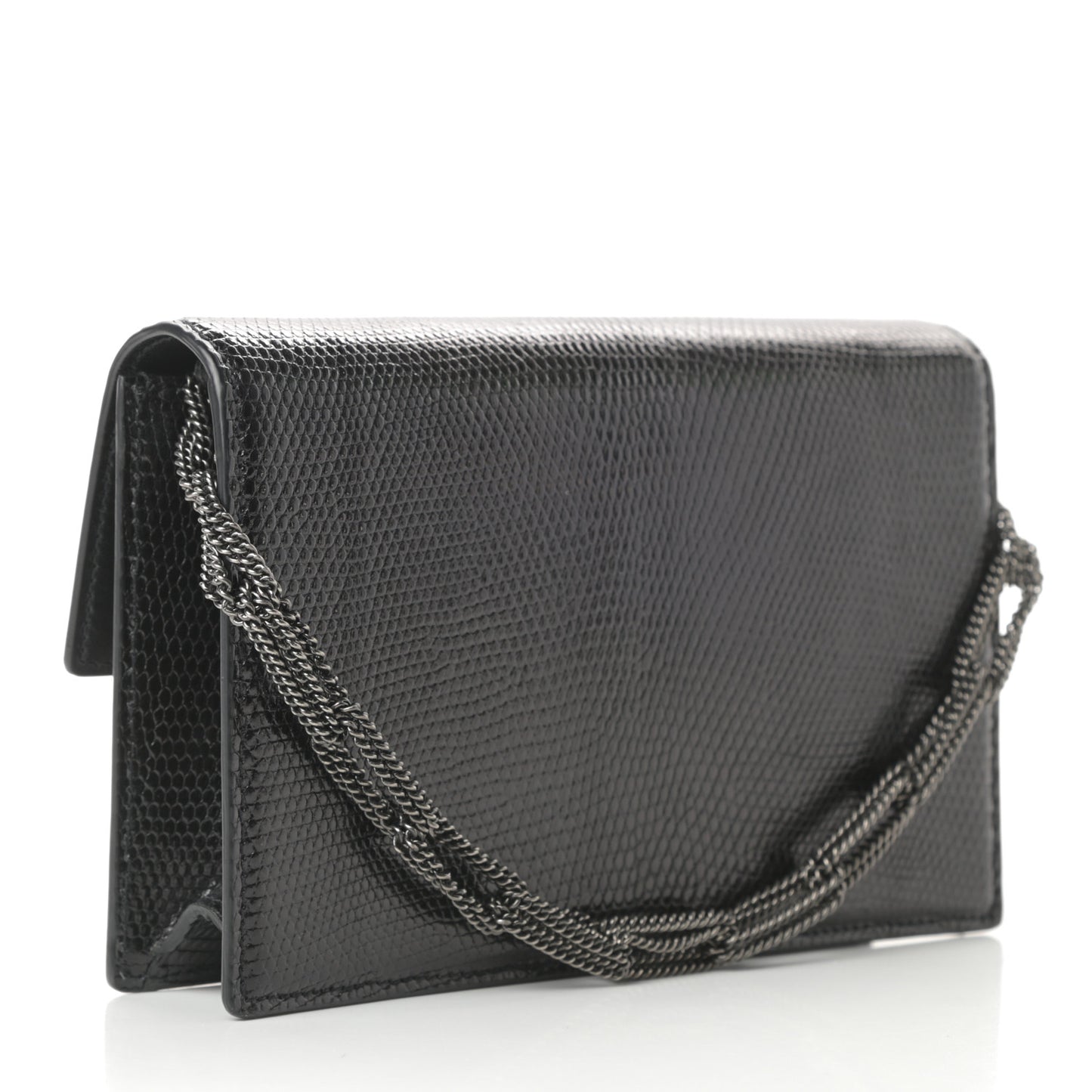 Calfskin Lizard Embossed Small Pochette Black