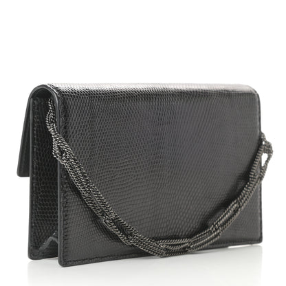 Saint Laurent Calfskin Lizard Embossed Small Pochette Black 3 of 11