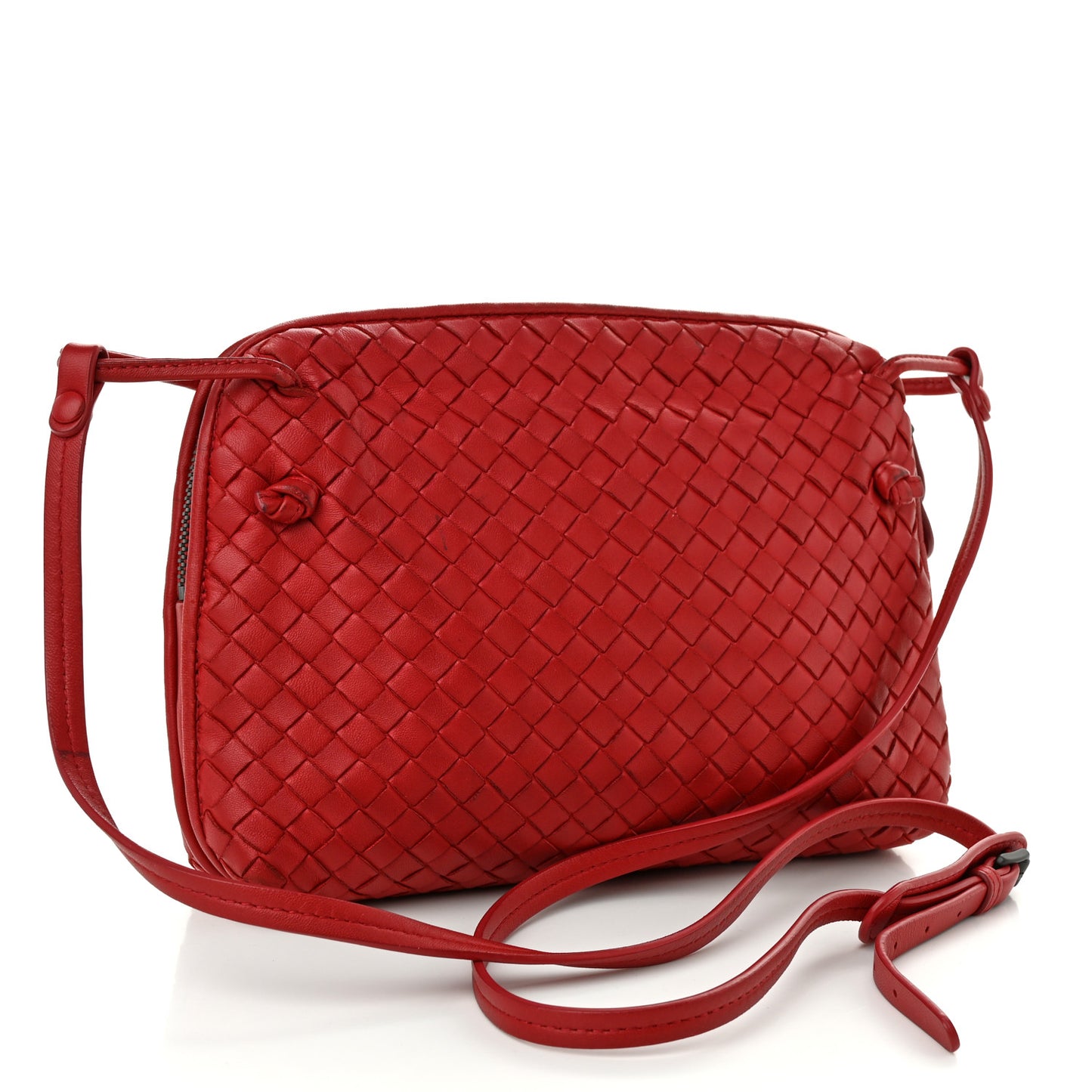 Nappa Intrecciato Nodini Crossbody Messenger Red