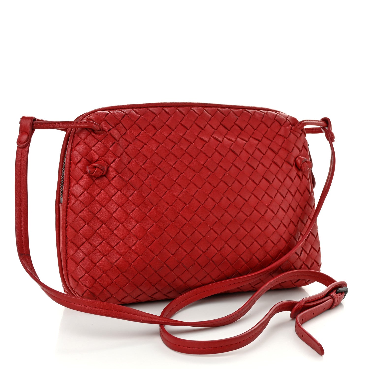 Bottega Veneta Nappa Intrecciato Nodini Crossbody Messenger Red 3 of 11