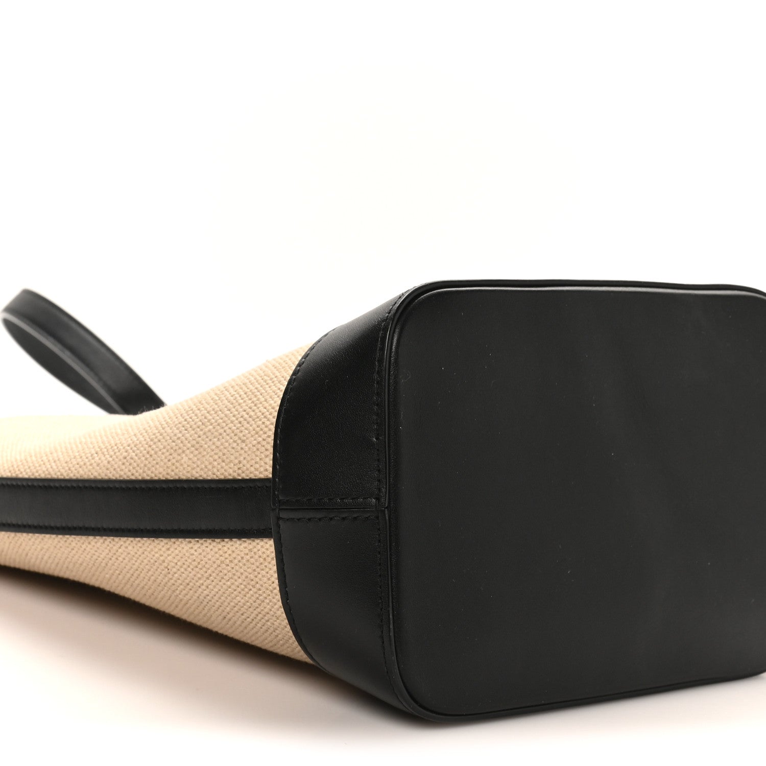 Celine Canvas Calfskin Triomphe Small Bucket Bag Vanilla Black 7 of 8