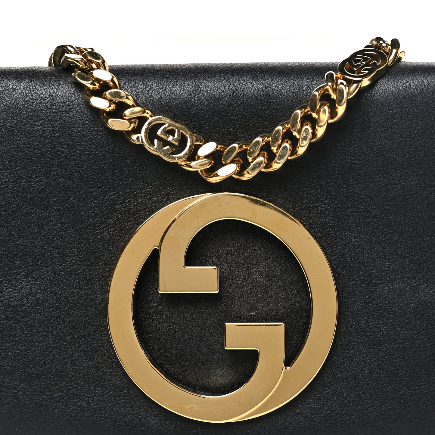 Roxy Calfskin Blondie Chain Shoulder Flap Bag Black