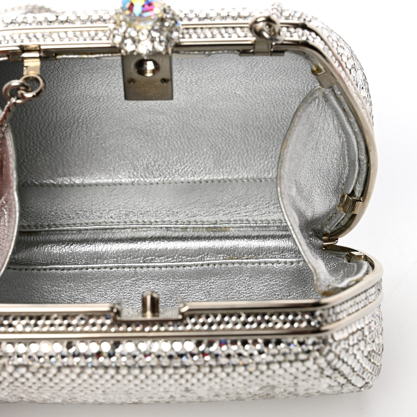 Swarovski Crystal Minaudiere Clutch Silver