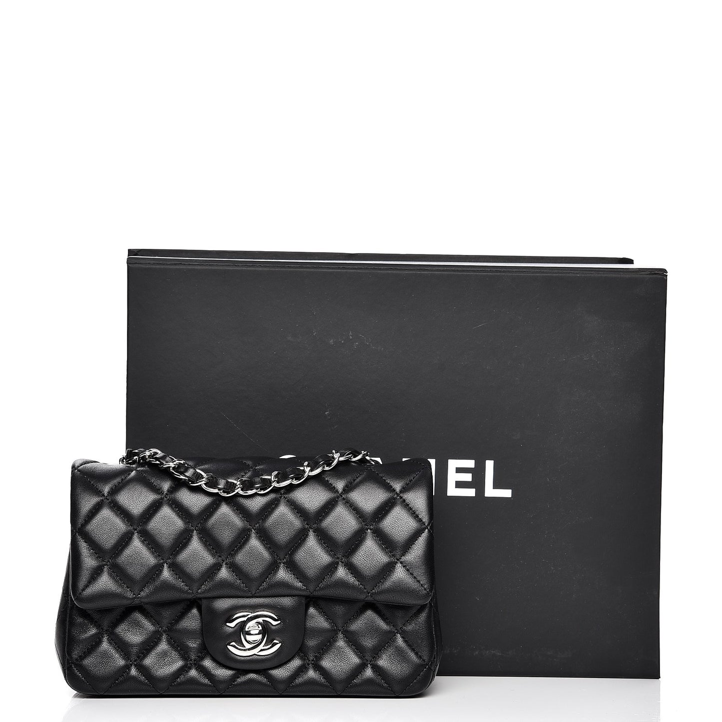 Lambskin Quilted Mini Rectangular Flap Black