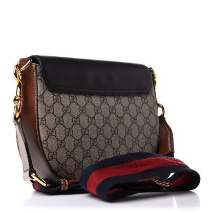 Gucci GG Supreme Monogram Web Medium Padlock Messenger Shoulder Bag Black 3 of 11