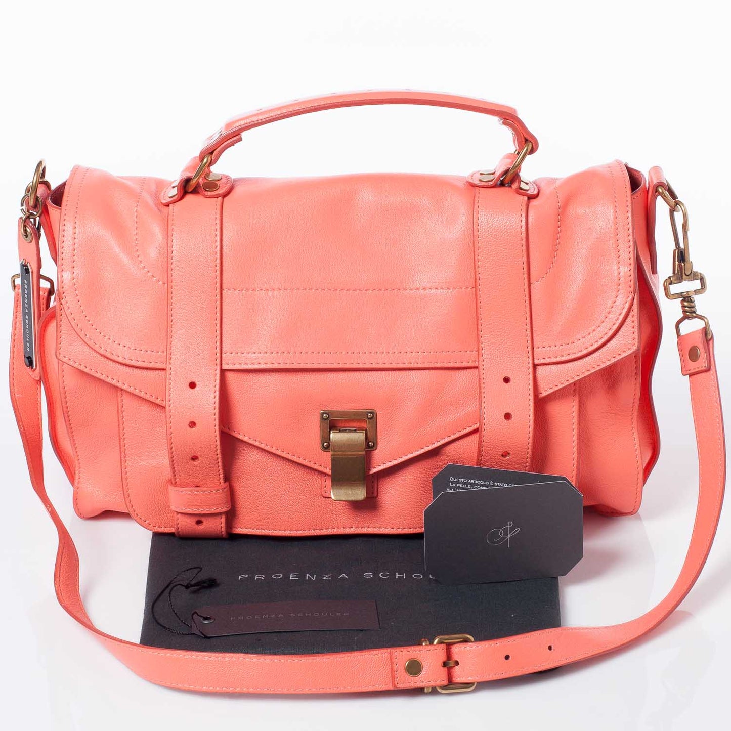 Lambskin PS1 Medium Satchel Neon Coral