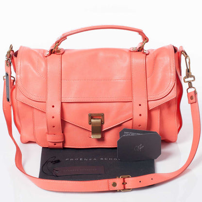 Proenza Schouler Lambskin PS1 Medium Satchel Neon Coral 11 of 11