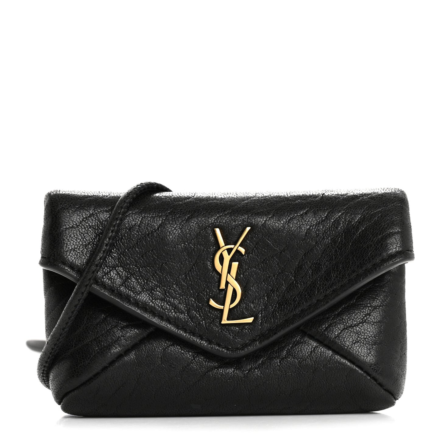 Grained Lambskin Monogram Cassandre Envelope Charm Pouch Black